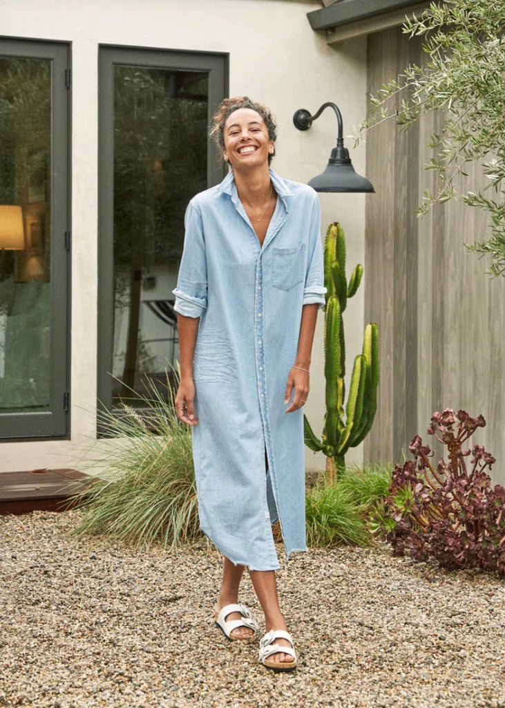 Buy Sosandar Blue Short Sleeve Round Neck Zip Front Denim Dress from Next  Australia